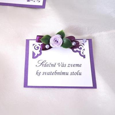 Pozvánka ke svatební mu stolu - fialové ornamenty - Obrázok č. 1