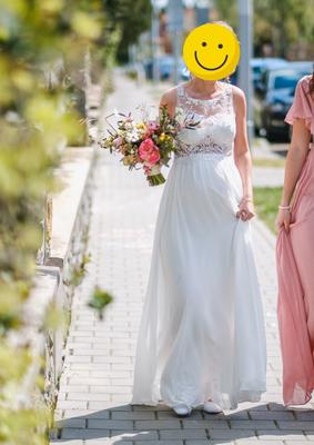 Svatební šaty s vysokým pasem, lze využít i jako těhotenské - Obrázok č. 1