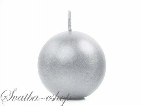 Svíčka koule ø 60 mm perlěťová stříbrná - Obrázok č. 1