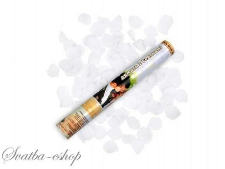 Vystřelovací konfety bílé plátky růží 40 cm - Obrázok č. 1