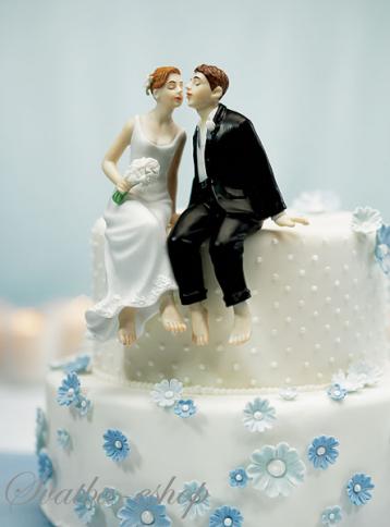 Svatební figurka Novomanželé sedící na dortu - Obrázok č. 1