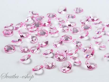 Dekorační diamanty 12 mm světle růžové - Obrázok č. 1