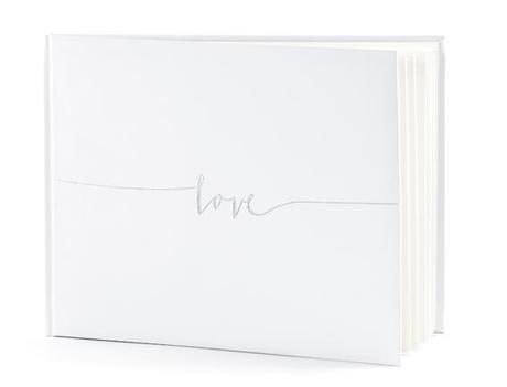 Kniha hostů bílá se stříbrným nápisem Love - Obrázok č. 1