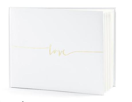 Kniha hostů ivory se zlatým nápisem Love - Obrázok č. 1
