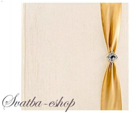 Kniha hostů jemně ivory se zlatou stuhou - Obrázok č. 1