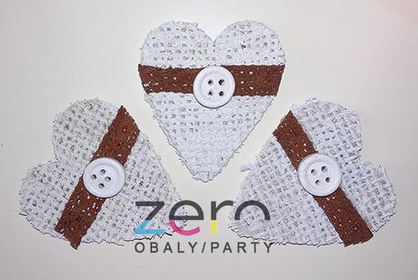 AKCE Srdce dekorační s knoflíkem 12 ks - bílé - Obrázok č. 1