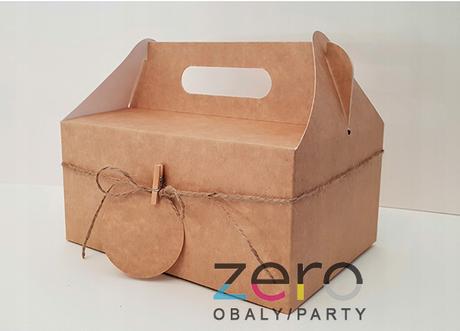 Krabička papírová s uchem 19x14x9 cm + ozdoby - přírodní - Obrázok č. 1