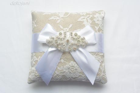 Luxusní krajkový svatební polštářek - Obrázok č. 1