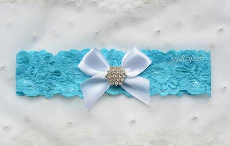 Krajkový tyrkysový podvazek - Obrázok č. 1