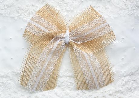 Jutové svatební mašle s krajkou - Obrázok č. 1