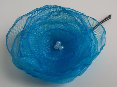 Tyrkysová kytička pro družičku do vlasů - Obrázok č. 1