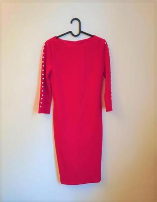Červené šaty s perličkami SHEIN vel. XS - Obrázok č. 1