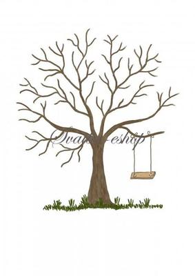 Svatební strom hnědý akryl s houpačkou A3 - Obrázok č. 1