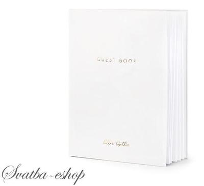 Kniha hostů bílá se zlatým nápisem Guest Book - Obrázok č. 1