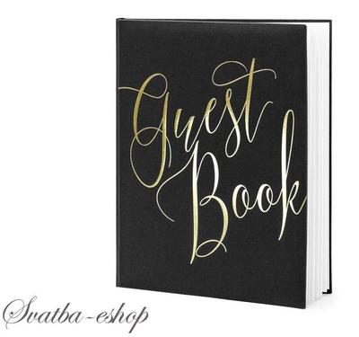 Kniha hostů černá se zlatým nápisem Guest Book - Obrázok č. 1