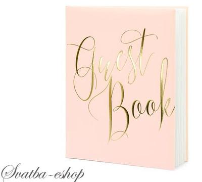 Kniha hostů sweet růžová se zlatým nápisem Guest B - Obrázok č. 1