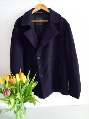 tmavě modrý vlněný kabát Calvin Klein - Obrázok č. 1