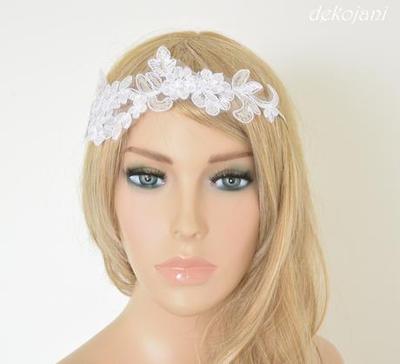 Svatební krajková čelenka - Obrázok č. 1