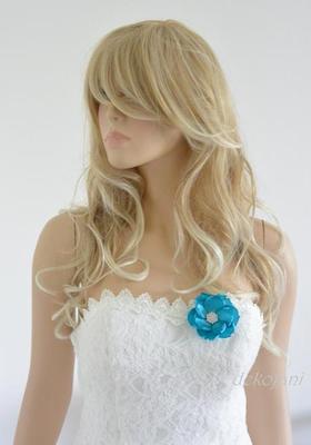 Tyrkysová květina jako brož - Obrázok č. 1