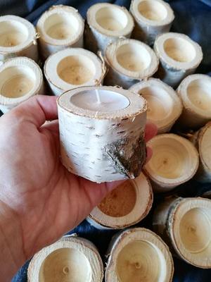 Svícny na čajové svíčky z břízy - Obrázok č. 1