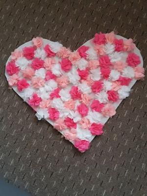 Velké srdce s 3D látkovými květinami - Obrázok č. 1