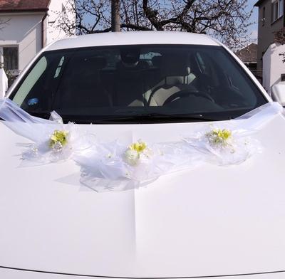 výzdoba svatebního auta "Zelenobílá sada + šerpa" - Obrázok č. 1