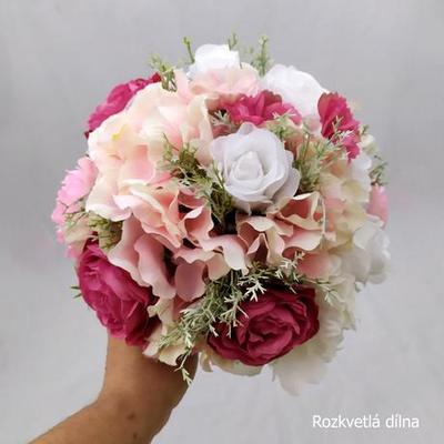 Romantická v růžové, umělá kytice - Obrázok č. 1