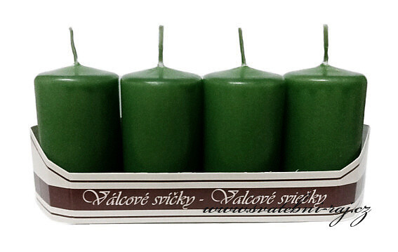 Válcové svíčky tmavě zelené - 40 x 70 mm - Obrázok č. 1