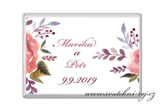 Svatební čokoládka akvarelové květy - Obrázok č. 1