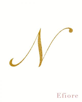 Zlatá glitrová třpytivá iniciála N jako Nevěsta/písmo Romantic - Obrázok č. 1