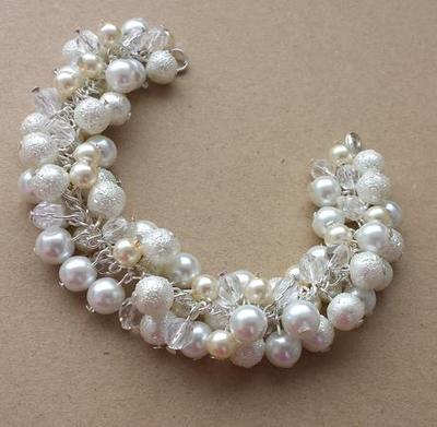 Svatební náramek "Michele" - cinkáček bílá + ivory - Obrázok č. 1