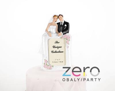 Figurka na dort "novomanželé" s rámečkem na fotku - Obrázok č. 1