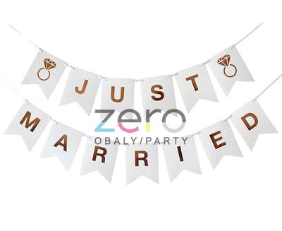 Banner svatební "Just Married" 18 x 300 cm - Obrázok č. 1