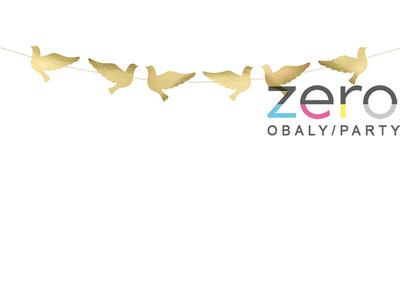 Girlanda papírová "holubičky" 112 cm - zlatá - Obrázok č. 1