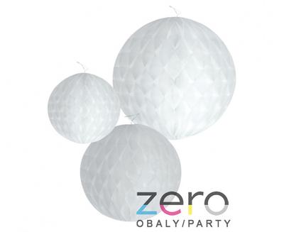 Koule papírová "Honeycomb" pr. 15, 20 a 25 cm (3 ks) - bílá - Obrázok č. 1