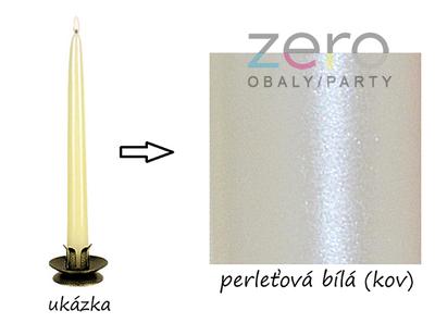 Svíčka hladká dlouhá 24 cm - perleťová bílá (kov) - Obrázok č. 1