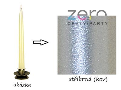 Svíčka hladká dlouhá 24 cm - stříbrná (kov) - Obrázok č. 1