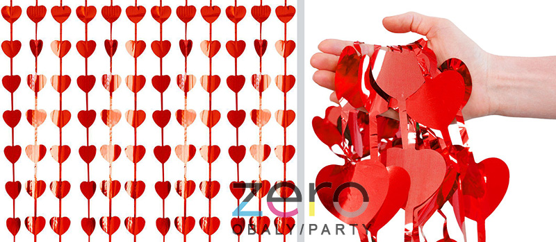 Závěs "srdce" 100 x 200 cm - červená - Obrázok č. 1