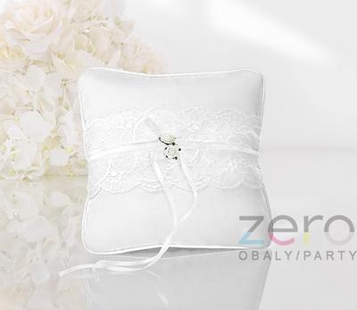 Polštářek na prstýnky s krajkou a květy - Obrázok č. 1