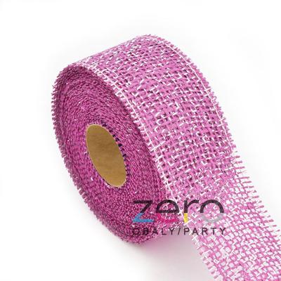 Stuha jutová 5 cm x 10 m - růžová se stříbrem - Obrázok č. 1