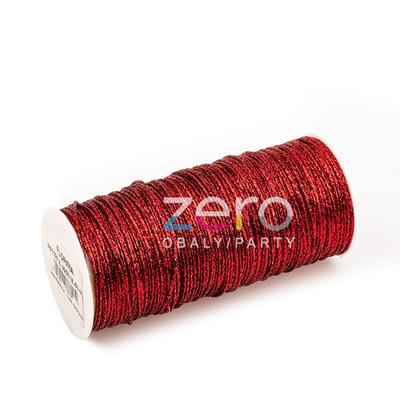 Šnůrka (stuha) lurexová s drátkem 15 m - červená - Obrázok č. 1