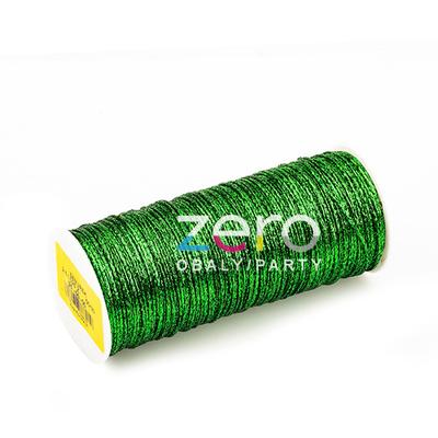 Šnůrka (stuha) lurexová s drátkem 30 m - zelená - Obrázok č. 1