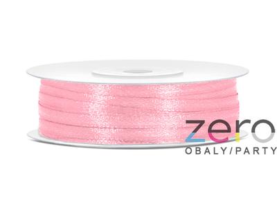 Stuha atlasová 3 mm x 50 m - sv. růžová - Obrázok č. 1