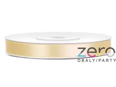 Stuha atlasová 6 mm x 25 m - krémová - Obrázok č. 1