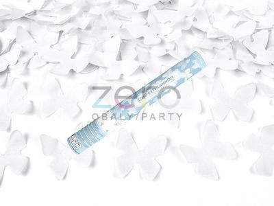 Konfety vystřelovací 40 cm motýlci - bílé - Obrázok č. 1