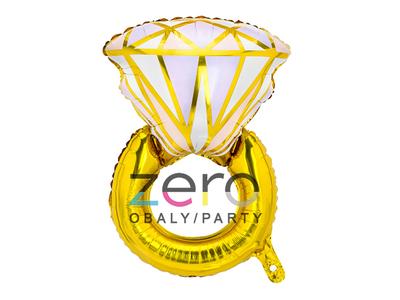 Balónek nafukovací fóliový 60x95 cm "prsten" - zlatý - Obrázok č. 1