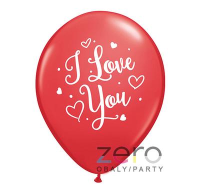 Balónky nafukovací pr. 28 cm (6 ks) - červený s tiskem "I love you" - Obrázok č. 1