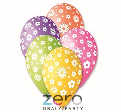 Balónky nafukovací pr. 30 cm (5 ks) - mix s květy - Obrázok č. 1