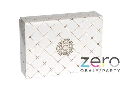 Krabice dortová 20,7x19,2x9 cm - bílá s tiskem Rozeta - Obrázok č. 1