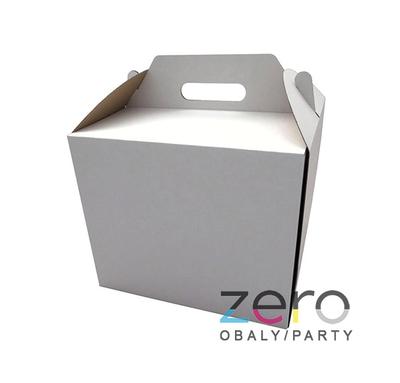 Krabice dortová s uchem 300 x 300 x 250 mm - bílá - Obrázok č. 1